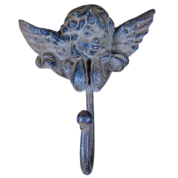 Vintage Old World Cast Iron Angel Cherub Wall Hanger Hook Indoor/Outdoor - Picture 9 of 9